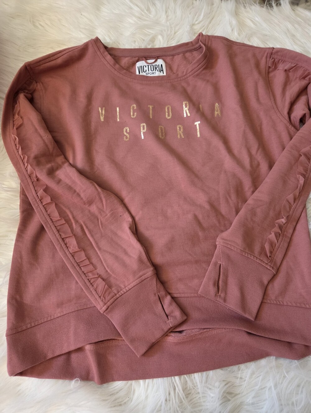 Victoria's Secret Ruffle Trim Logo Crewneck Sweatshirt